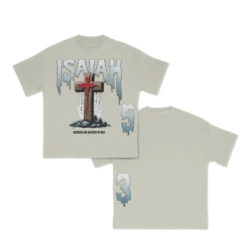 Unisex 100% Cotton Creative Isaiah Print T-shirt - Warm Grey - US16-18(2XL) - image 5