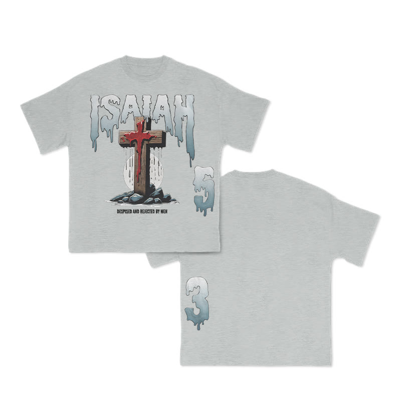 Unisex 100% Cotton Creative Isaiah Print T-shirt - Grey - US16-18(2XL) - image 4