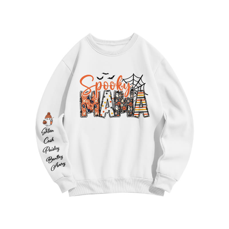Unisex 100% Cotton Spooky Mama Halloween Print Sweatshirt - White - US16-18(2XL) - image 2