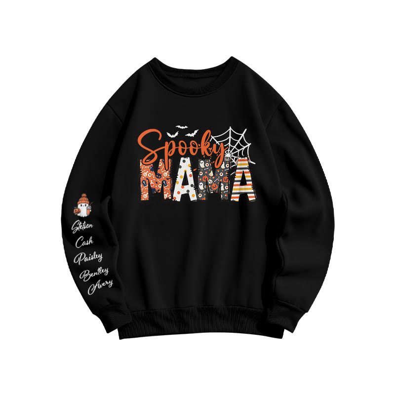Unisex 100% Cotton Spooky Mama Halloween Print Sweatshirt - Black - US16-18(2XL) - image 1