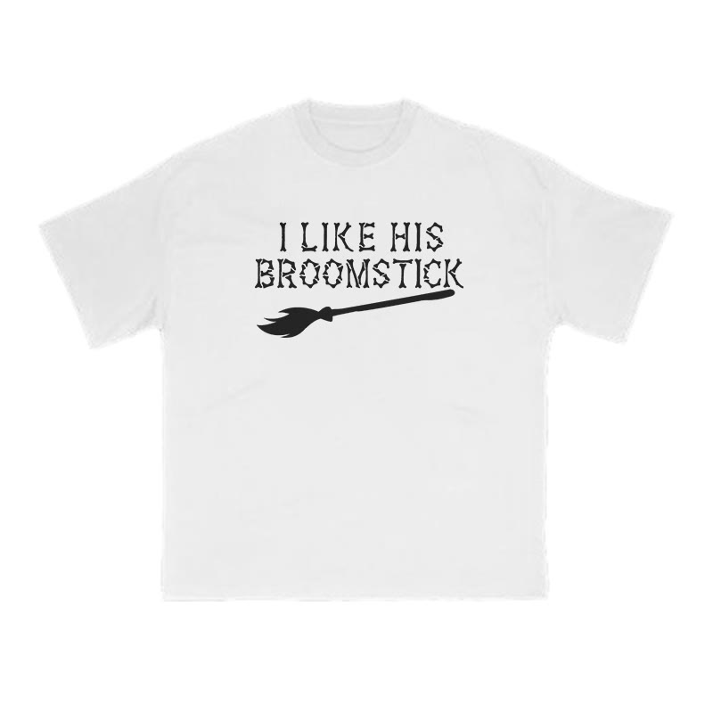 Unisex 100% Cotton I Like His Broomstick Halloween Print Couple T-shirt - White - US16-18(2XL) - image 2