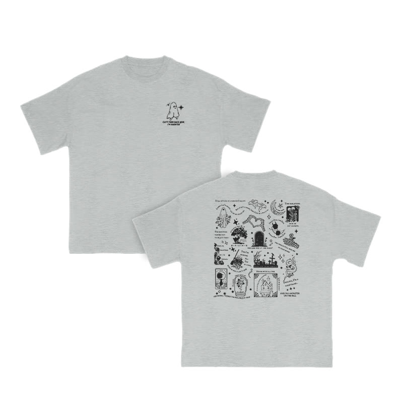 Unisex 100% Cotton Can't Turn Back Now Halloween Print T-shirt - Grey - US16-18(2XL) - image 4