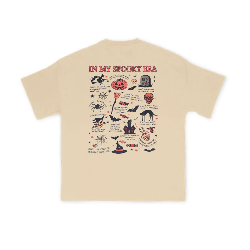 Unisex 100% Cotton In My Spooky Era Halloween Print T-shirt - Apricot - US16-18(2XL) - image 5