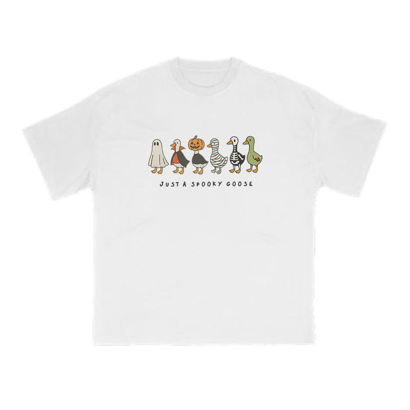 Unisex 100% Cotton Just A Spooky Goose Halloween Print T-shirt - White - US16-18(2XL) - image 3
