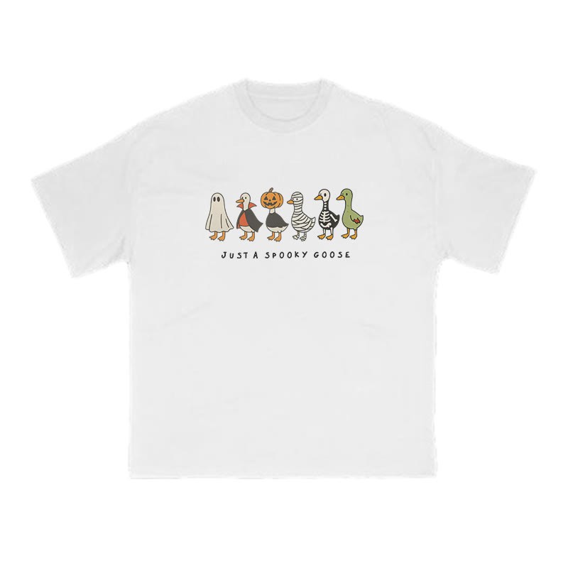 Unisex 100% Cotton Just A Spooky Goose Halloween Print T-shirt - White - US16-18(2XL) - image 3