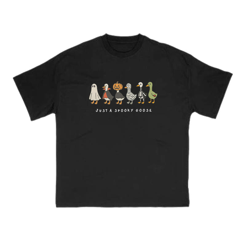 Unisex 100% Cotton Just A Spooky Goose Halloween Print T-shirt - Black - US16-18(2XL) - image 2