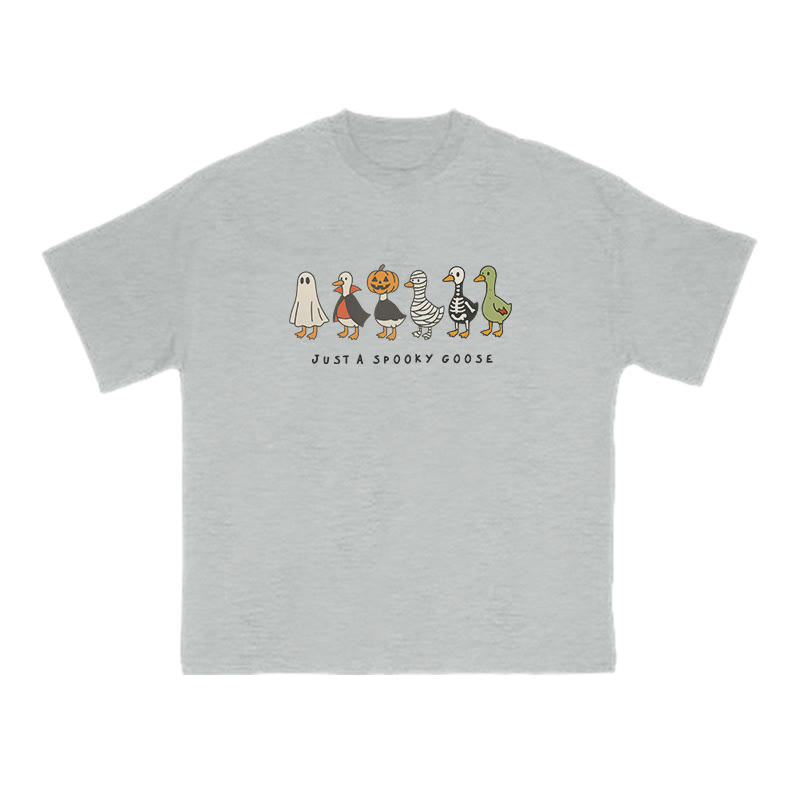 Unisex 100% Cotton Just A Spooky Goose Halloween Print T-shirt - Grey - US16-18(2XL) - image 4