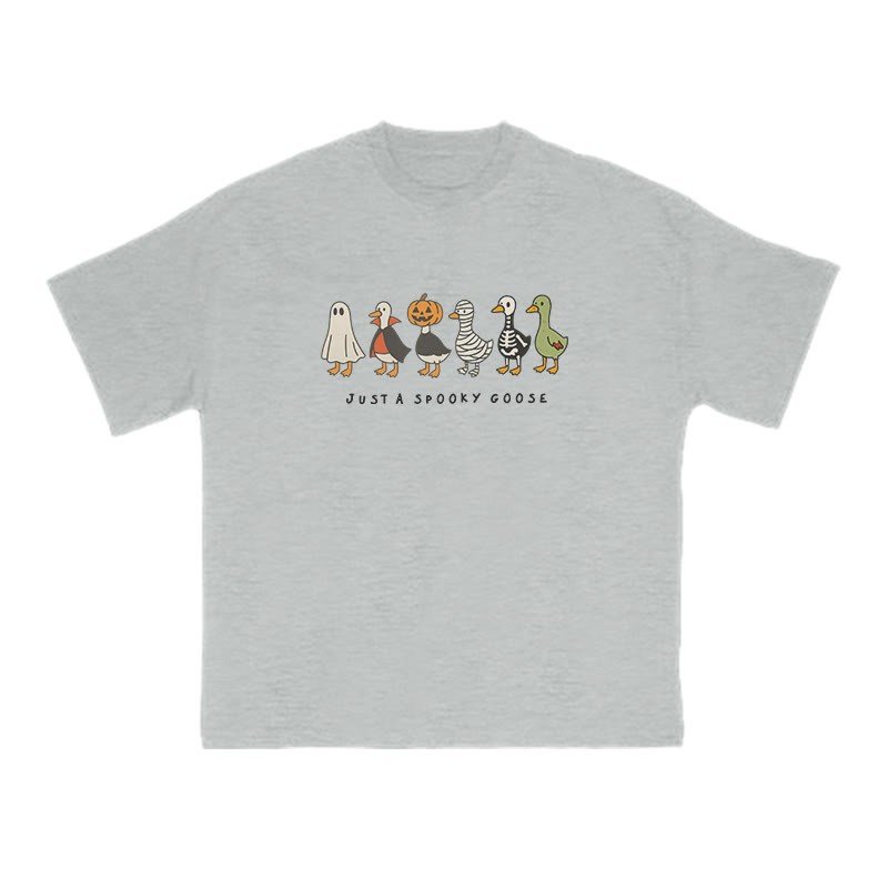 Unisex 100% Cotton Just A Spooky Goose Halloween Print T-shirt - Grey - US16-18(2XL) - image 4