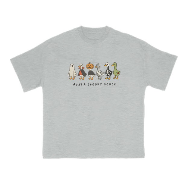 Unisex 100% Cotton Just A Spooky Goose Halloween Print T-shirt - Grey - US16-18(2XL) - image 4