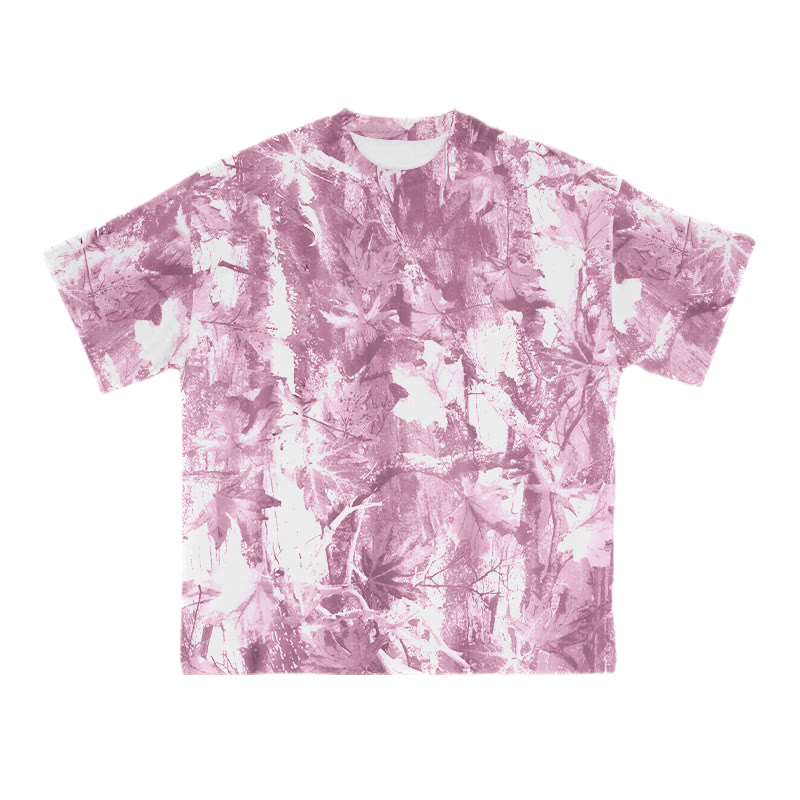 Unisex Dead Leaves Camo Print T-shirt - Pink - 8XL - image 2