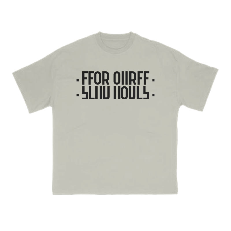 Unisex 100% Cotton Creative Folding Letters Print T-shirt - Warm Grey - US16-18(2XL) - image 4