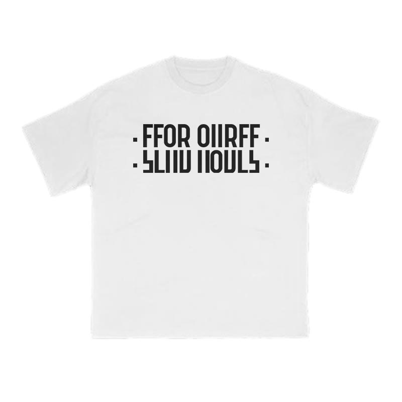 Unisex 100% Cotton Creative Folding Letters Print T-shirt - White - US16-18(2XL) - image 2