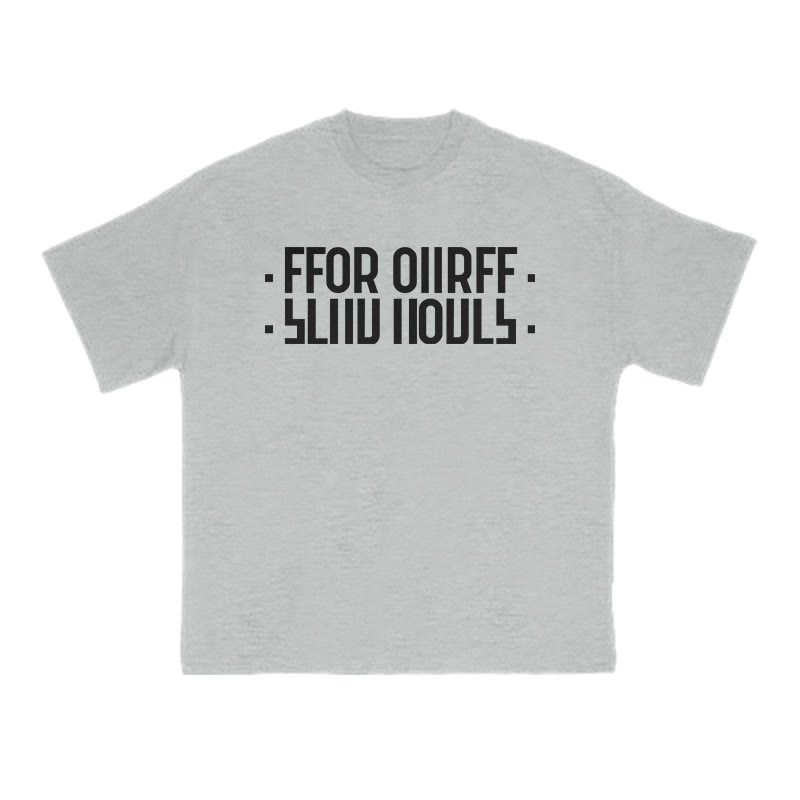 Unisex 100% Cotton Creative Folding Letters Print T-shirt - Grey - US16-18(2XL) - image 3