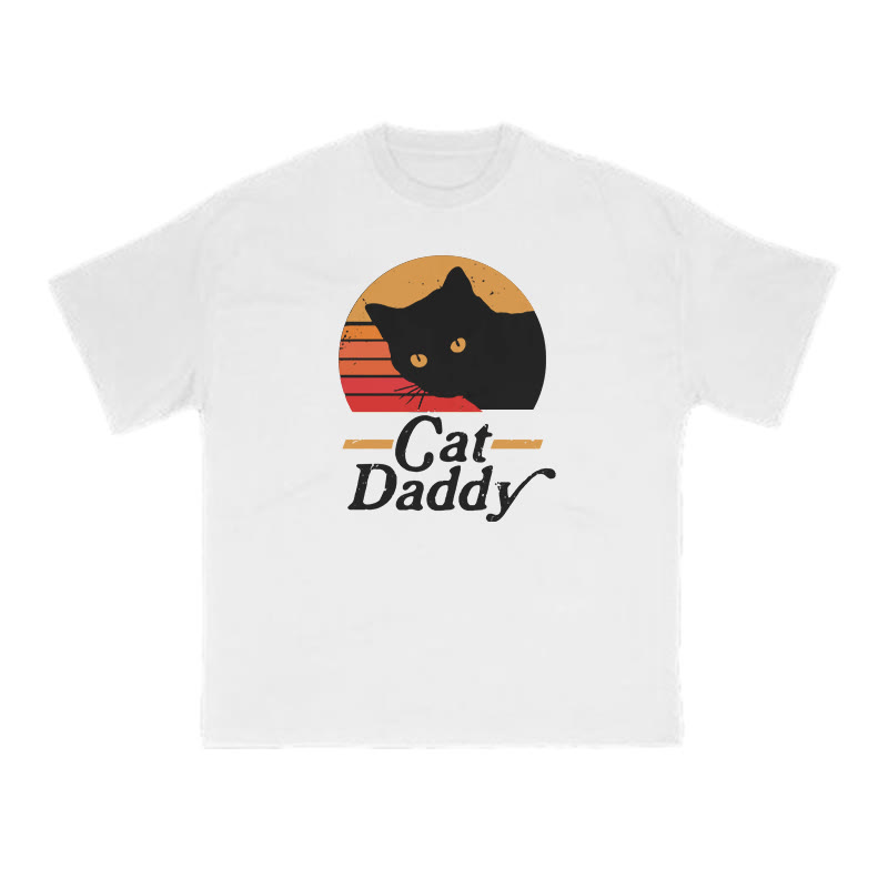 Unisex 100% Cotton Cat Daddy Print T-shirt - White - US16-18(2XL) - image 2