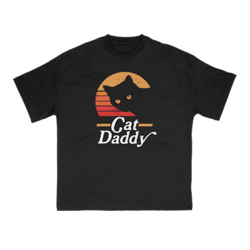 Unisex 100% Cotton Cat Daddy Print T-shirt - Black - US16-18(2XL) - image 1