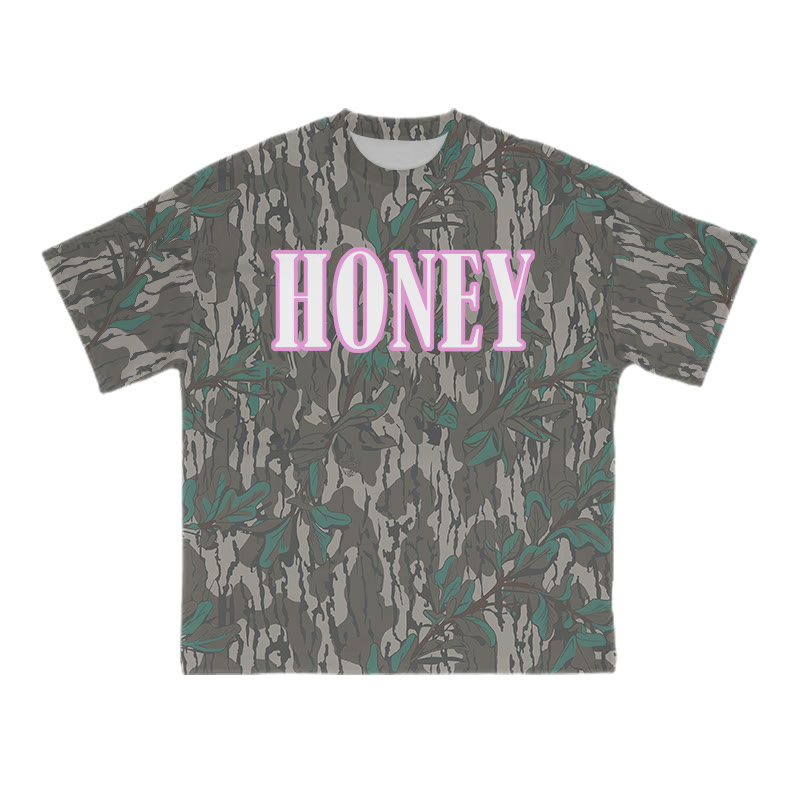 Unisex Honey Dead Leaves Camo Print T-shirt - Brown - 8XL - image 1