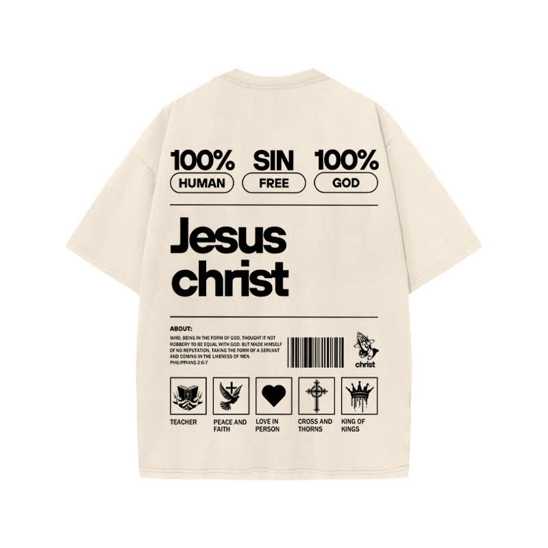 Unisex 100% Cotton Jesus Christ Print Acid Washed T-shirt - image 1