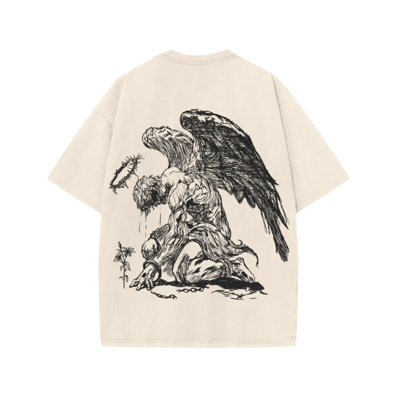 Unisex 100% Cotton Flower Of Hope King Of Kings Print Acid Washed T-shirt - image 1