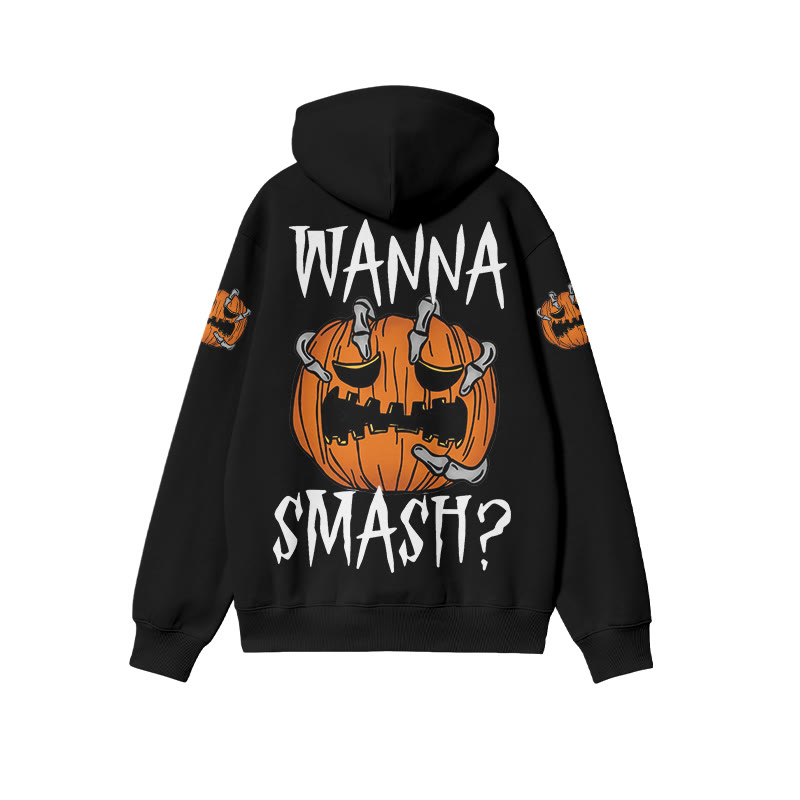 Unisex 100% Cotton Wanna Smash Halloween Print Hoodie - Black - US16-18(2XL) - image 1
