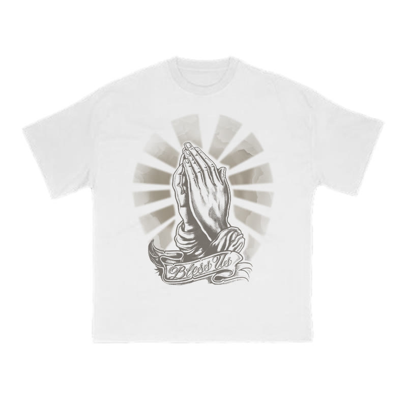 Unisex 100% Cotton Bless Us Print T-shirt - White - US16-18(2XL) - image 2