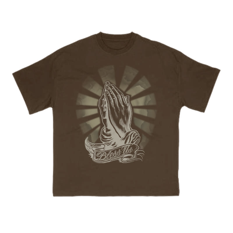 Unisex 100% Cotton Bless Us Print T-shirt - Coffee - US16-18(2XL) - image 6