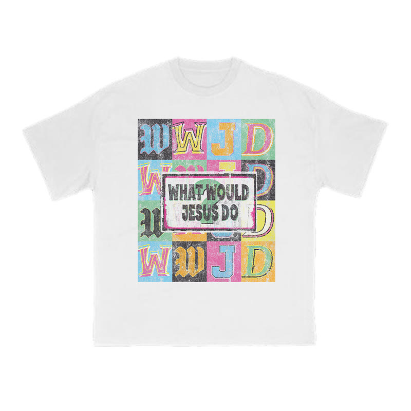 Unisex 100% Cotton What Would Jesus Do Print T-shirt - White - US16-18(2XL) - image 1