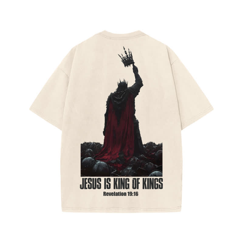 Unisex 100% Cotton Jesus Is King Print Acid Washed T-shirt - image 1