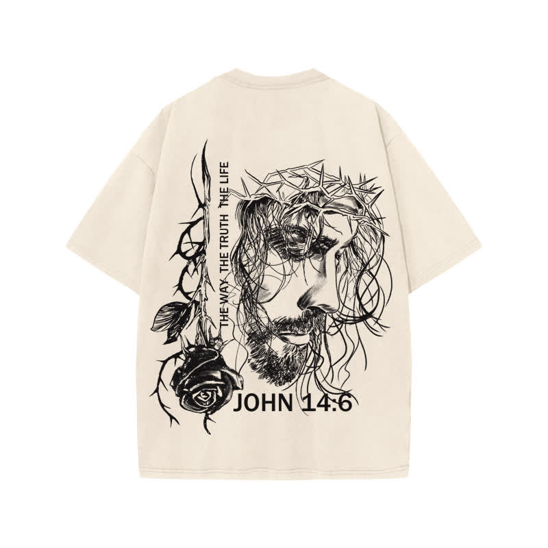 Unisex 100% Cotton Jesus Is King The Way The Truth The Life Print Acid Washed T-shirt - image 1