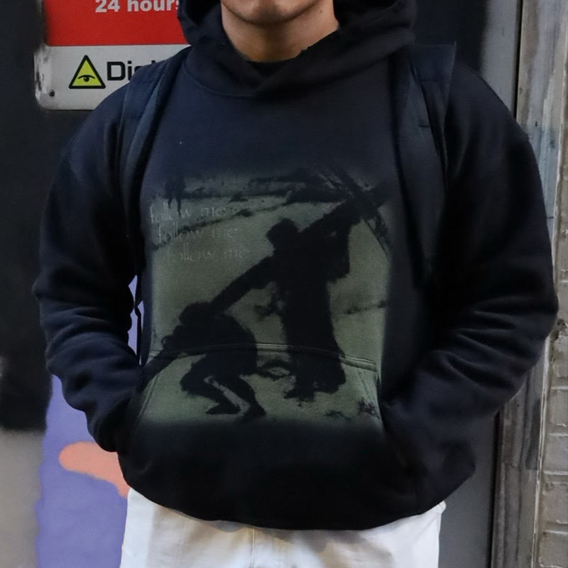 Unisex 100% Cotton Matthew 16:24 Print Hoodie - Black - US16-18(2XL) - image 1