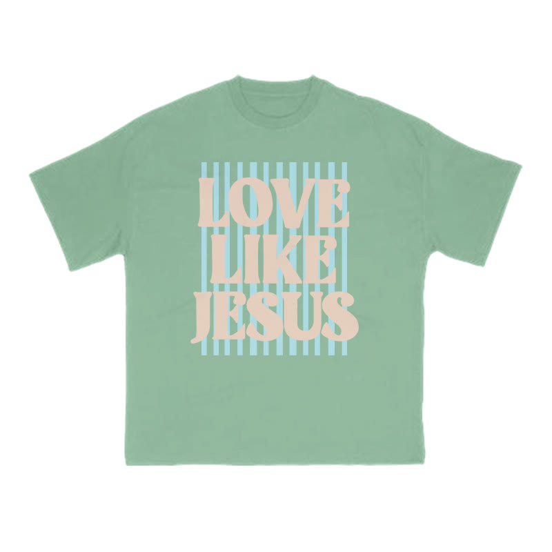 Unisex 100% Cotton Love Like Jesus Print T-shirt - Green - US16-18(2XL) - image 2