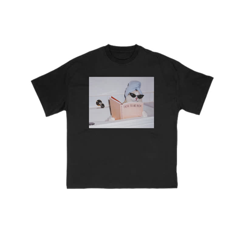 Unisex 100% Cotton How To Be Rich Print T-shirt - Black - US16-18(2XL) - image 2