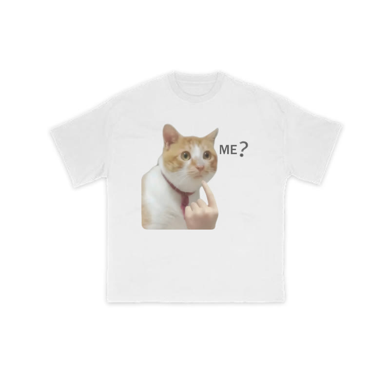 Unisex 100% Cotton Suspicious Cat Print T-shirt - White - US16-18(2XL) - image 2