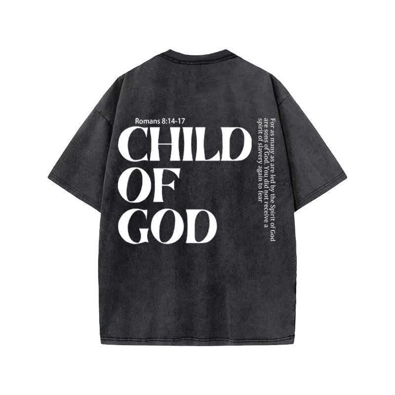 Unisex 100% Cotton Child Of God Print Acid Washed T-shirt - image 1