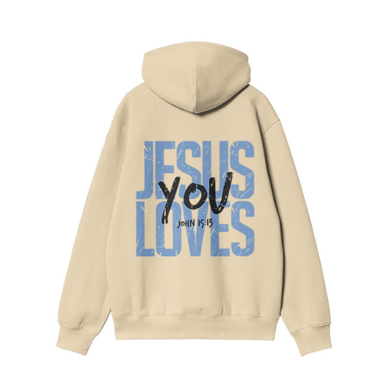Unisex 100% Cotton Jesus Loves You Print Hoodie - image 1