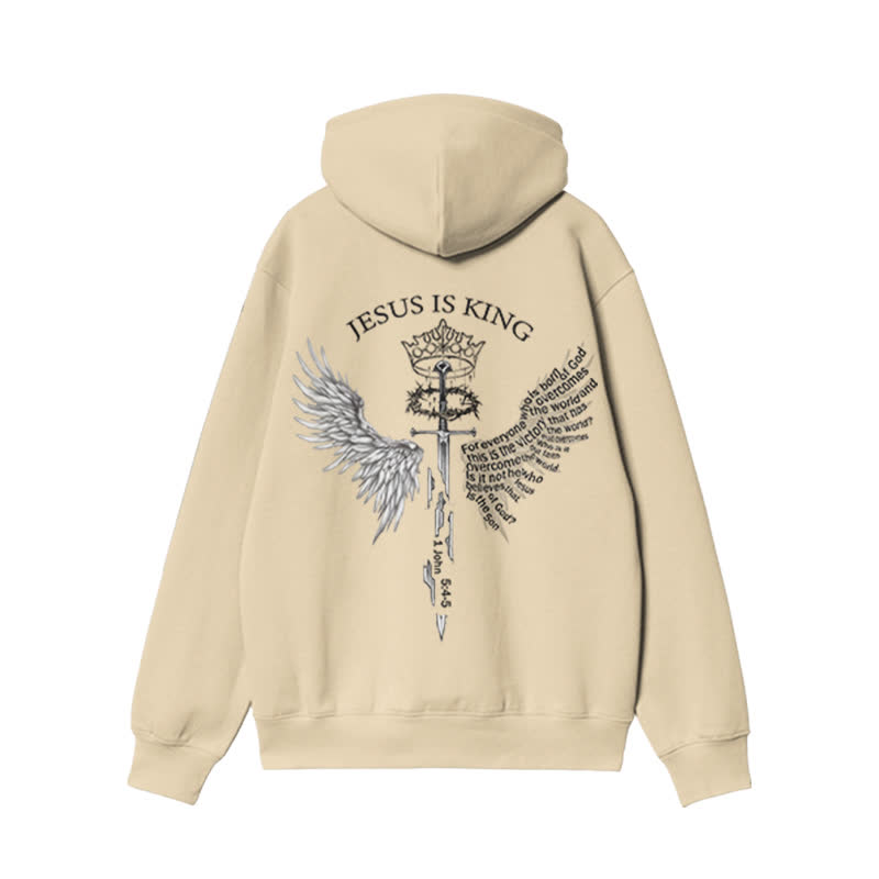 Unisex 100% Cotton Jesus Is King Wings Scripture Design Print Hoodie - image 1