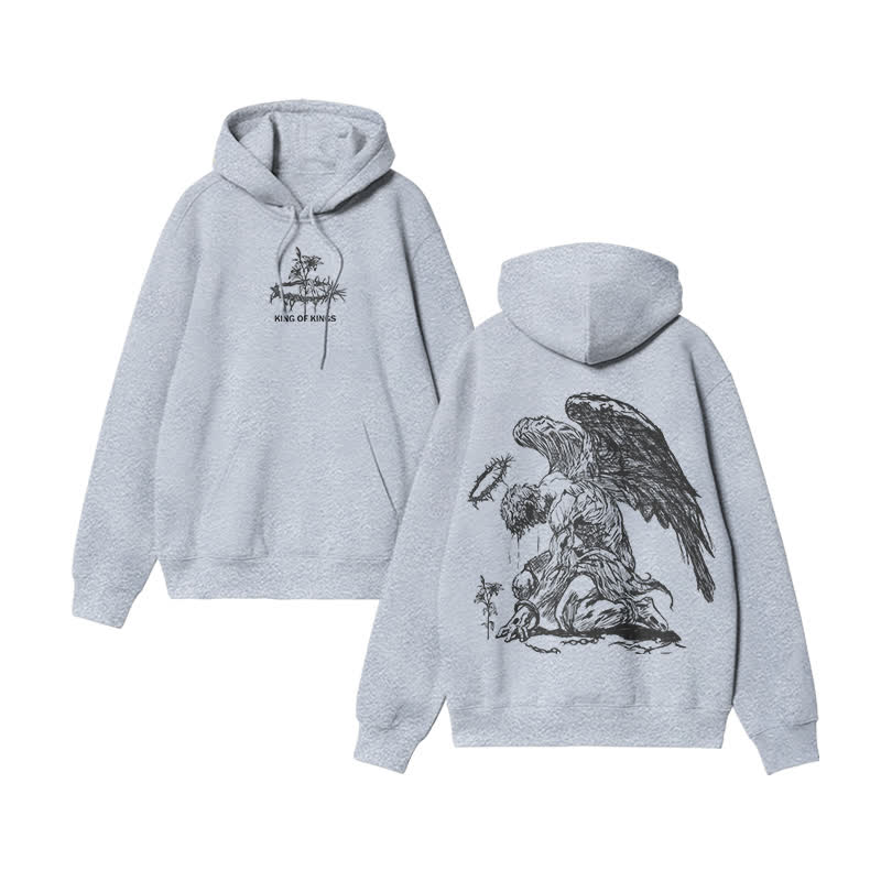 Unisex 100% Cotton Flower Of Hope Design Print Hoodie - Grey - US16-18(2XL) - image 5