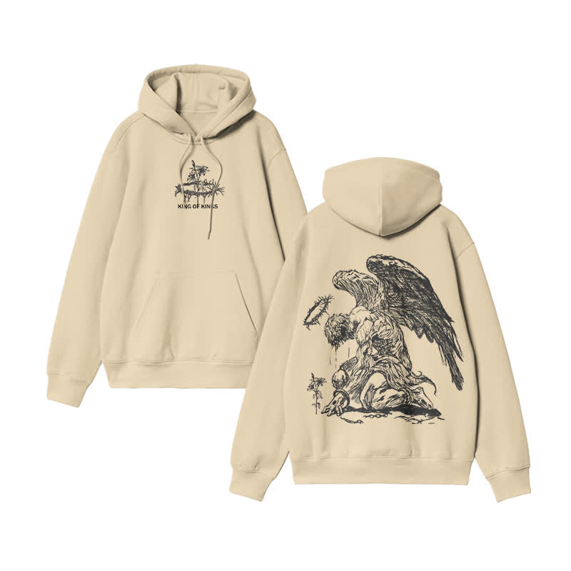 Unisex 100% Cotton Flower Of Hope Design Print Hoodie - Apricot - US16-18(2XL) - image 2