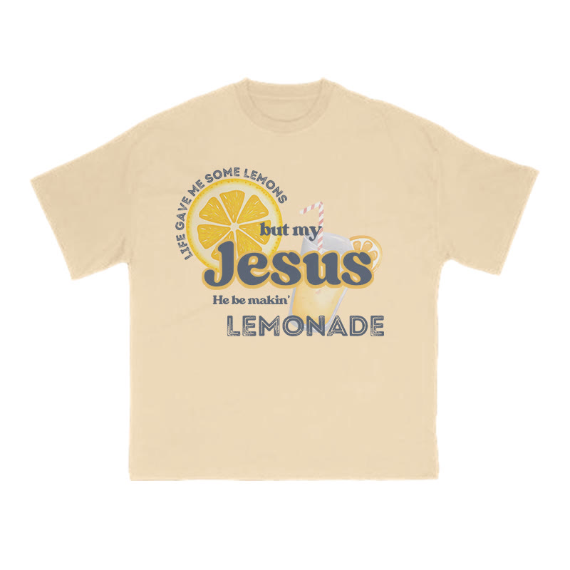Unisex 100% Cotton My Jesus He Be Makin Lemonade Print T-shirt - Apricot - US16-18(2XL) - image 6
