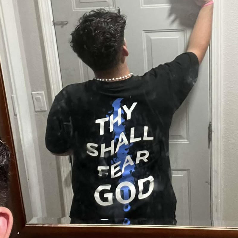 Unisex 100% Cotton Thy Shall Fear God Print T-shirt - Black - US16-18(2XL) - image 2