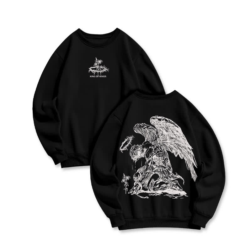 Unisex 100% Cotton Jesus Is King Flower Of Hope Print Sweatshirt - Black - US16-18(2XL) - image 2