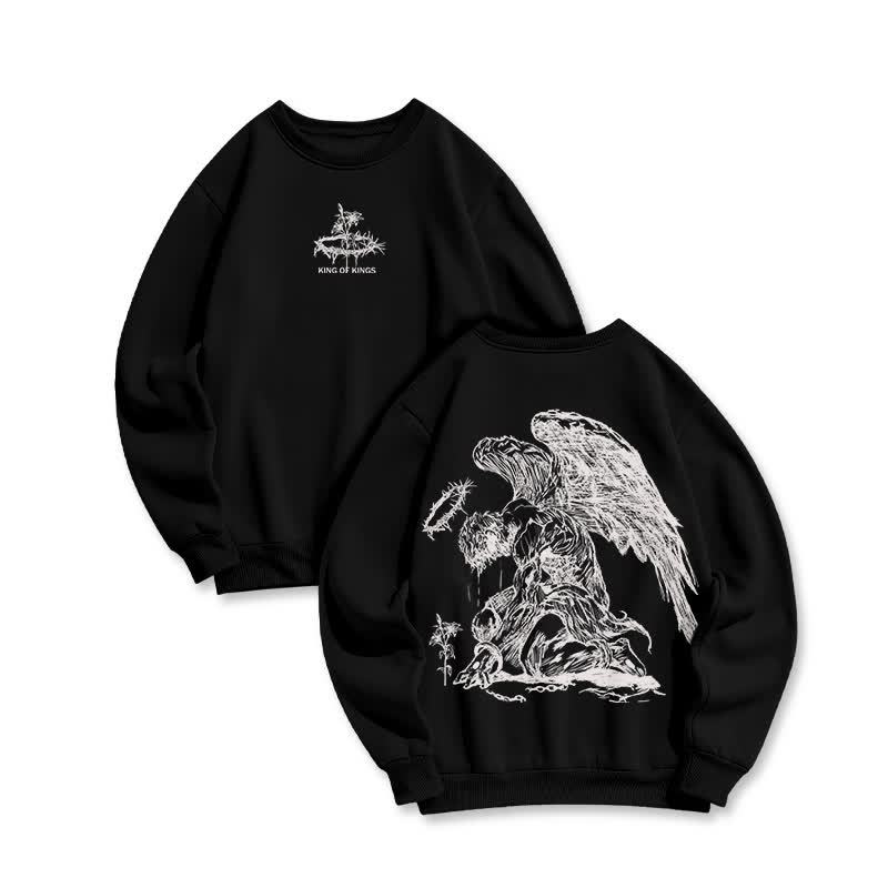 Unisex 100% Cotton Jesus Is King Flower Of Hope Print Sweatshirt - Black - US16-18(2XL) - image 2