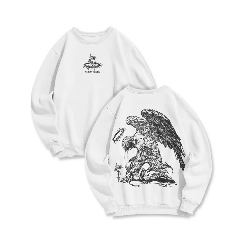 Unisex 100% Cotton Jesus Is King Flower Of Hope Print Sweatshirt - White - US16-18(2XL) - image 1