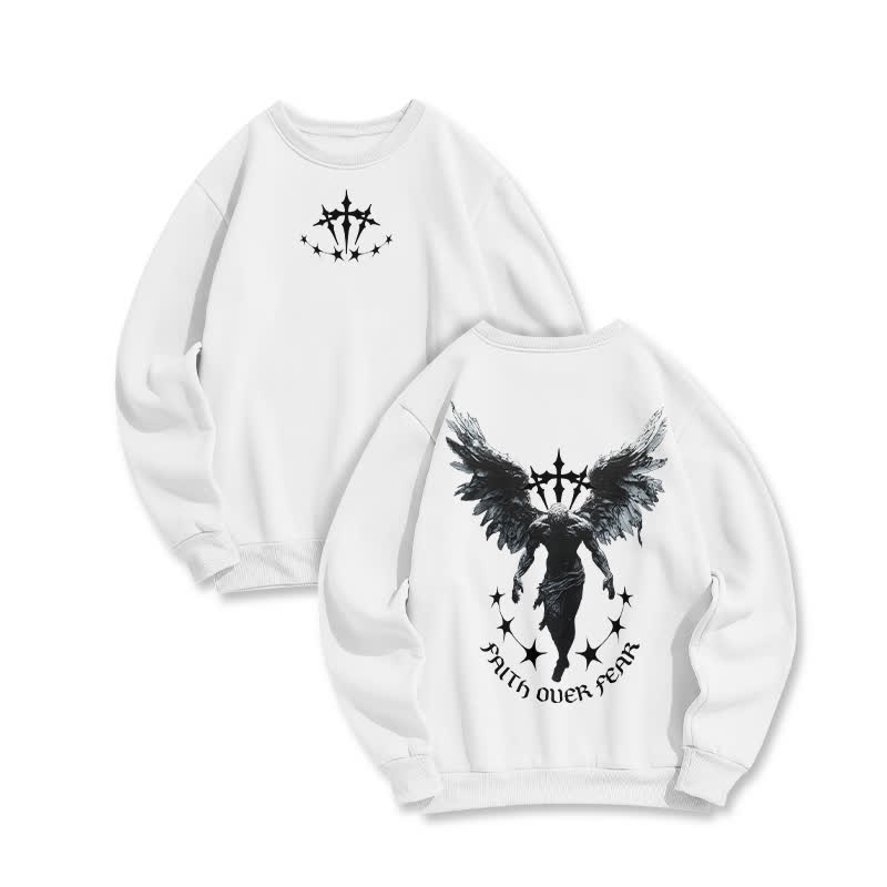 Unisex 100% Cotton Faith Over Fear Print Sweatshirt - White - US16-18(2XL) - image 1