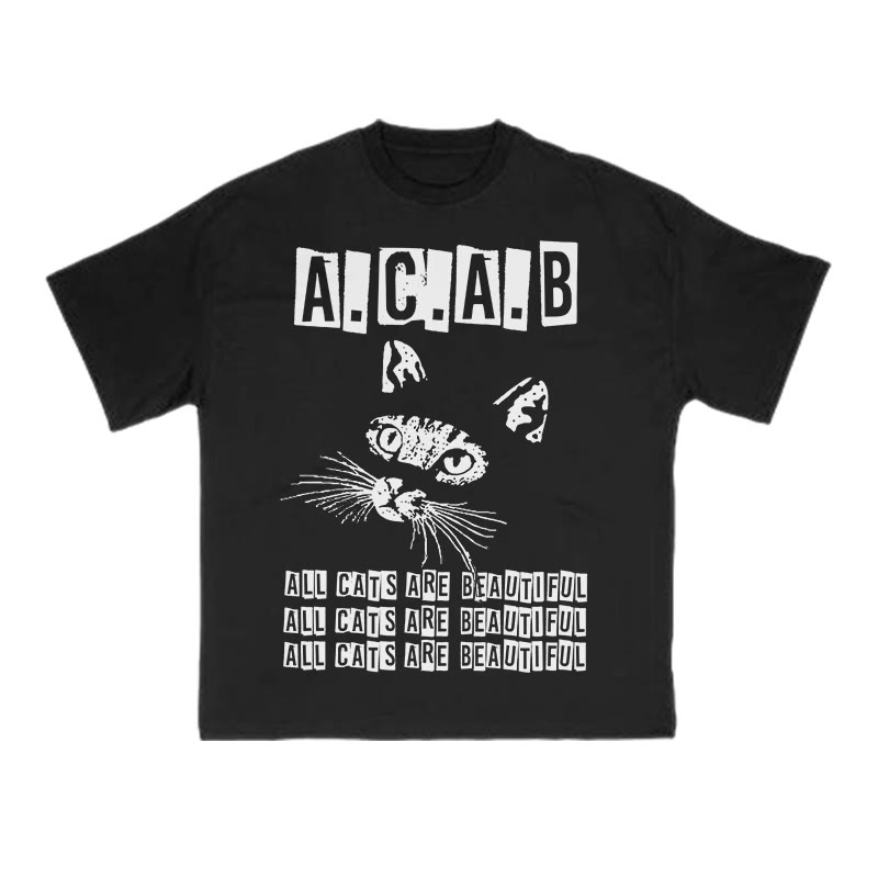 Unisex 100% Cotton All Cats Are Beautiful Print T-shirt - Black - US16-18(2XL) - image 1
