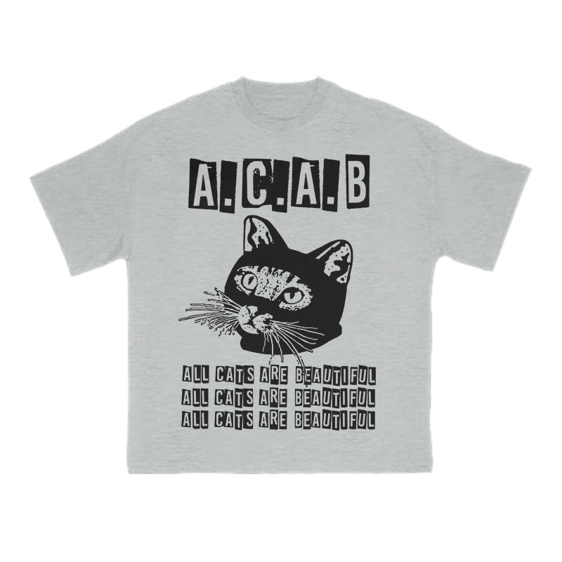 Unisex 100% Cotton All Cats Are Beautiful Print T-shirt - Grey - US16-18(2XL) - image 3