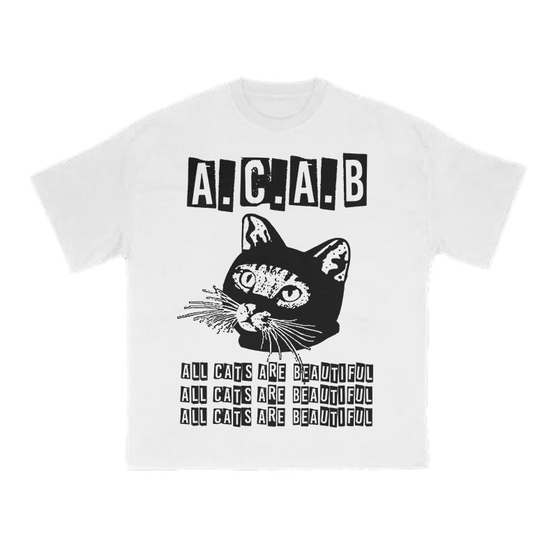 Unisex 100% Cotton All Cats Are Beautiful Print T-shirt - White - US16-18(2XL) - image 2