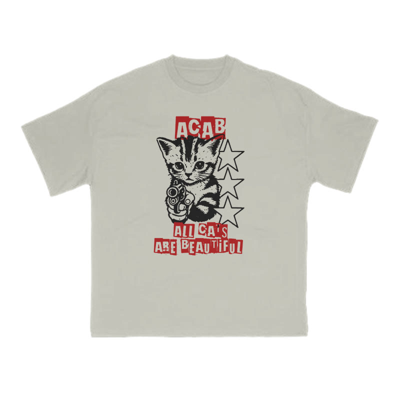 Unisex 100% Cotton All Cats Are Beautiful Print T-shirt - Warm Grey - US16-18(2XL) - image 3