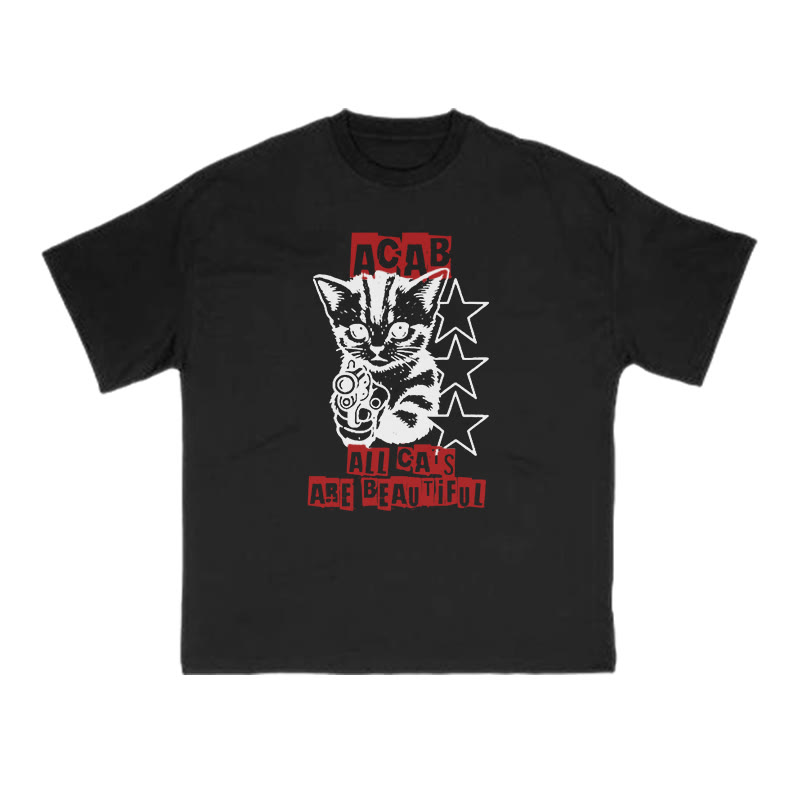 Unisex 100% Cotton All Cats Are Beautiful Print T-shirt - Black - US16-18(2XL) - image 5