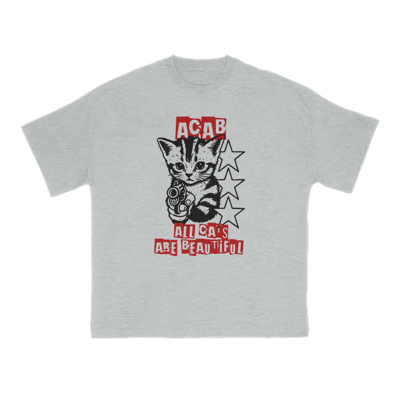 Unisex 100% Cotton All Cats Are Beautiful Print T-shirt - Grey - US16-18(2XL) - image 2