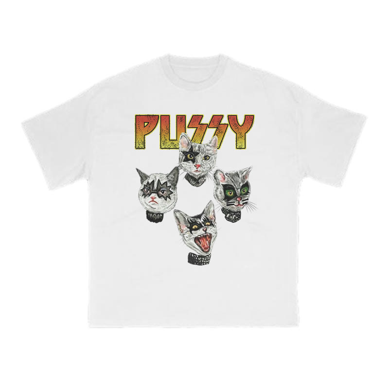 Unisex 100% Cotton Punk Pussy Creative Print T-shirt - White - US16-18(2XL) - image 2